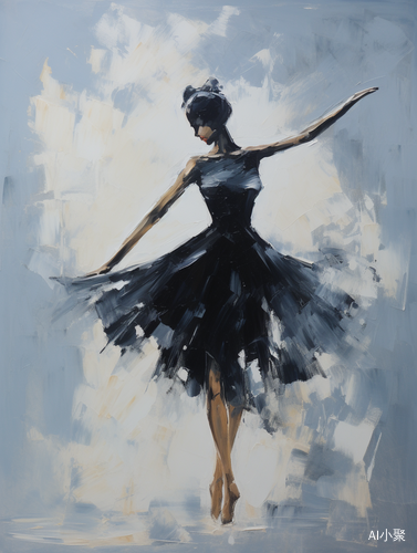 Moonlit Grace: Expressive Brush Strokes of an Elegant Minimalist Dancer