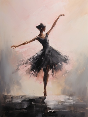 Moonlit Grace: Expressive Brush Strokes of an Elegant Minimalist Dancer