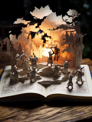 Illustrated Book: Soldiers Fighting with Depth of Field