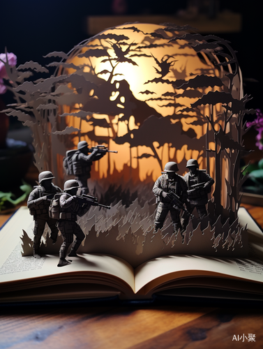 Illustrated Book: Soldiers Fighting with Depth of Field