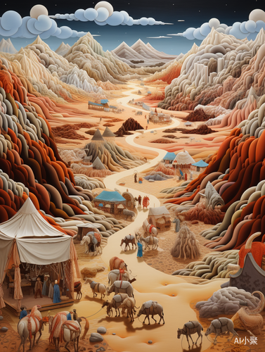 Silk Road Journey: Caravans, Silk Fabrics, Traders, and Artwork