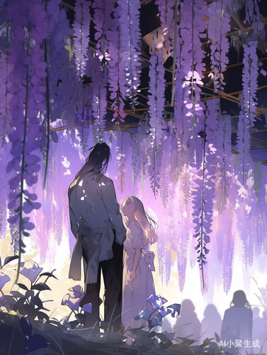 紫藤花下的背影