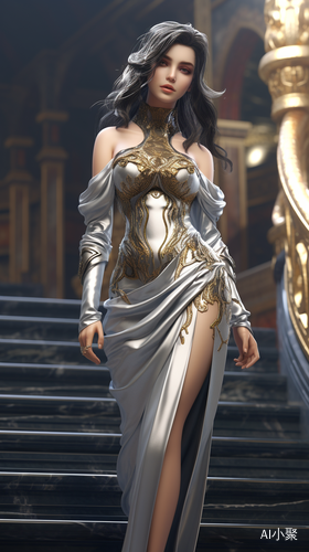 Glamorous Anime Woman Posing in Cleopatra-inspired Dress