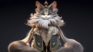 3D，ultra high definition concept art cartoon picture. cat，Chinese，high detail iconic character. standing_split of curvaceous face. hair of loincloth. close-up shot. 8K detail.ancient cat. highly detailed character design, mid closeup, elderly greek goddess, onmyoji detailed art. cell shaded. Hestia niji 5 ar 9:16