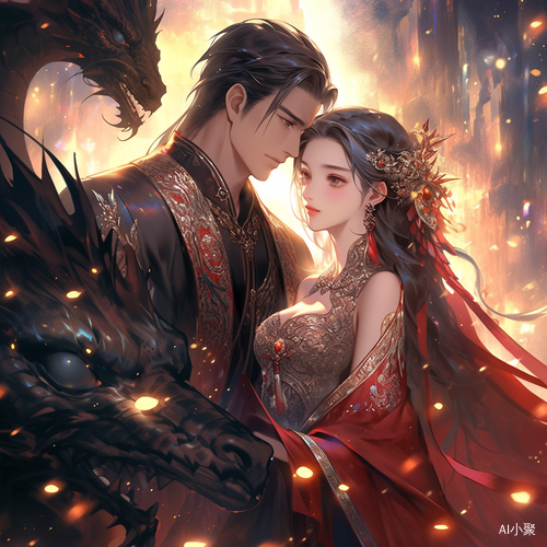 Ancient Style Masterpieces: Starry Sky, Dragon, and Beautiful Couple