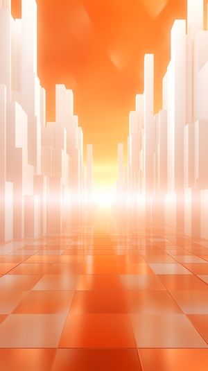 Orange and White Gradient Background with Geometric Rectangular City of Technology