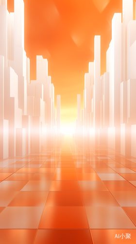 Orange and White Gradient Background with Geometric Rectangular City of Technology