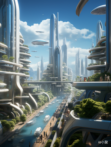 Sparkling Futuristic City with Drones, Skyscrapers, and Flying Machines