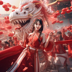 New Year Red Dragon Dance: Future Concept with Outstanding Works