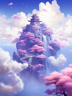 Purple Lavender Flowers: A Surrealist Island in Cloudcore