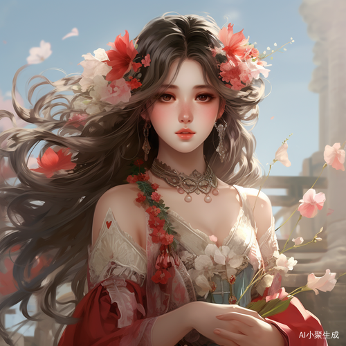 花海中的高清古装妩媚美女