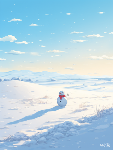 雪地中的极简纯洁：Kawaiipunk风格的雪人与Makoto Shinkai