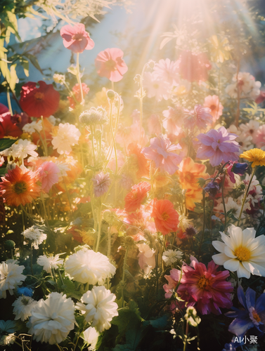 Colorful Blooms in Shady Flower Garden