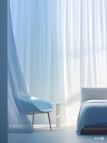 Blue Draped Screen: Photorealistic Details in Tranquil Serenity