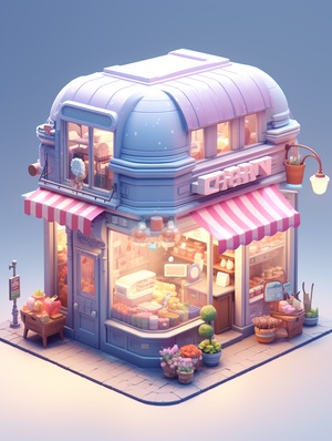 Cute 2.5D BlenderRenderer Isometric Style Popmart Blindbox Macaron with Complex Scenes and Perfect Details