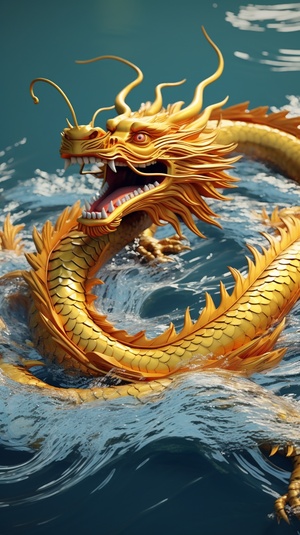 Golden Chinese Dragon: A CG Animation of Mythological Loneliness