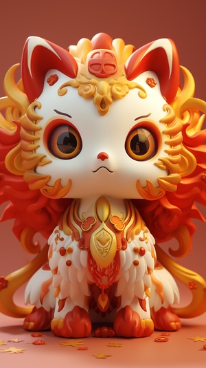 Ultra High Definition 3D Rendering of Cute Ceramic Kirin