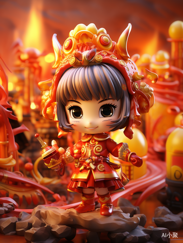 Super Cute Girl Dragon Dance - 3D Rendering with 8K Wallpaper