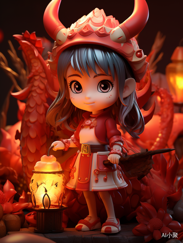 Super Cute Girl Dragon Dance - 3D Rendering with 8K Wallpaper