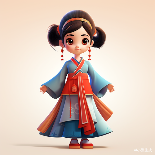Anxious Little Girl in Tang Dynasty Costume