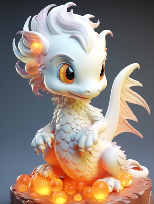 pixiv artwork, exquisite (realistic style),isometric, Chinese mythology, Anthropomorphic Chinese cute dragon, roaring, cartoon IP, volumetric lighting, pure white background, advanced color system, octane rendering, surrealism, 3D, Behance, Pinterest, trendy blind box toys ar 3:4 v 6