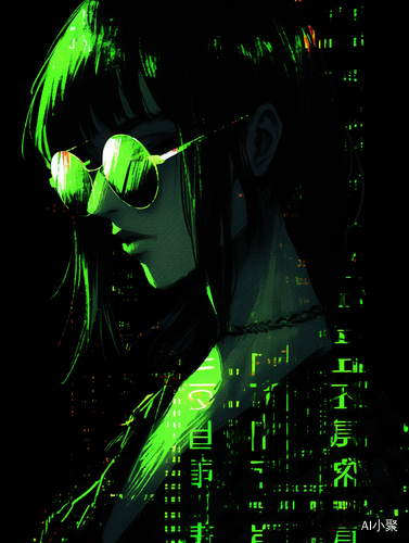 ASCII黑客帝国戴墨镜的女人头像