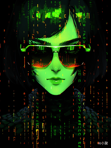 ASCII黑客帝国戴墨镜的女人头像