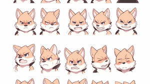 the various expressions of furry, mutiple poses and expressions,happy,angry,sad,cry,cute,expression love,etc,emoji pack,f64 group,releated character,bold outlines ar 3:4 q .5 niji 5