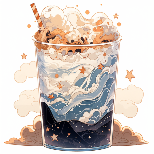 Starry Ice Cream Milk Tea with Dreamy Decor