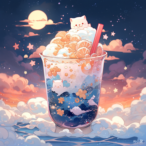 Starry Ice Cream Milk Tea with Dreamy Decor