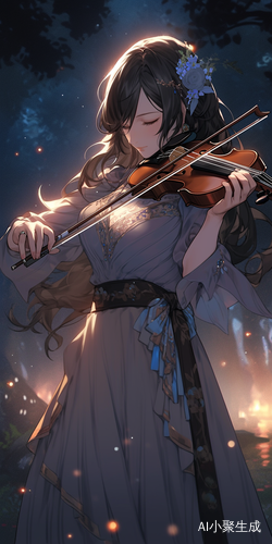 夜深人静的绝美女子抚琴