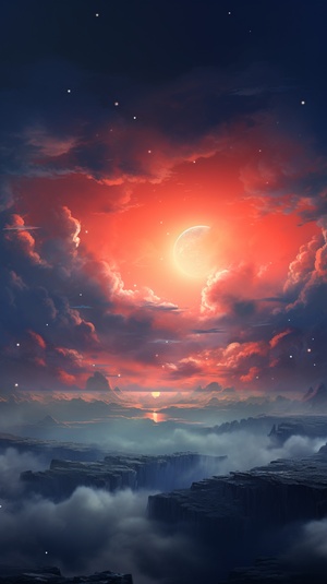 Dreamy Moonlight Sky and Clouds: A Romantic Composition