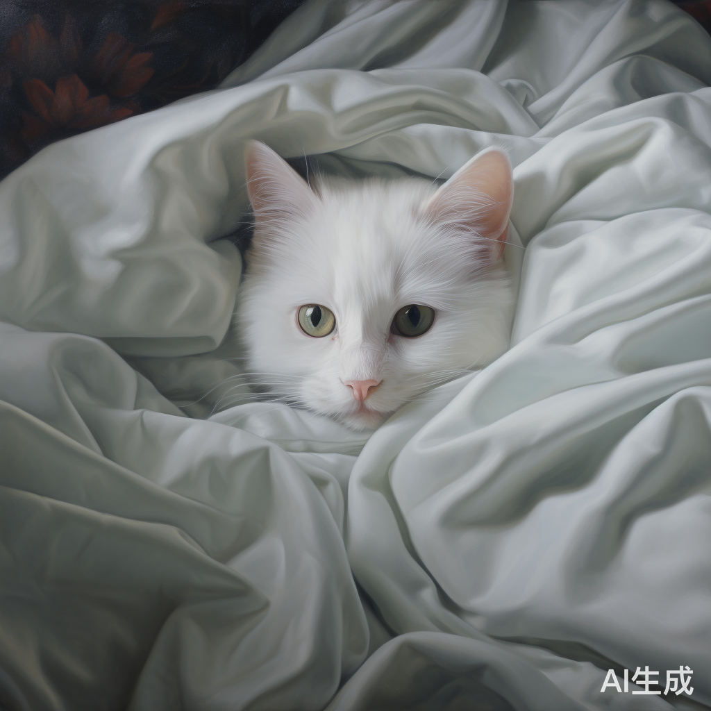 床上的小白奶猫