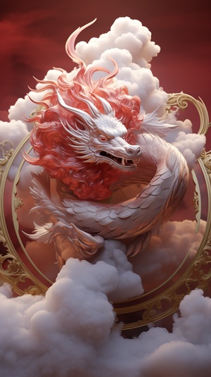 Elaborate Dragon in Translucent Glass: A Ruby and Gold Anime Aesthetic