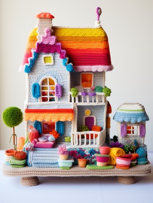 Crochet Doll House: Aipainting with Crochet Fashion Art