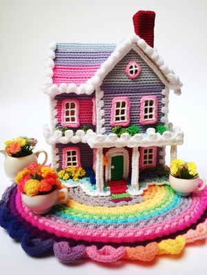 Crochet Doll House: Aipainting with Crochet Fashion Art