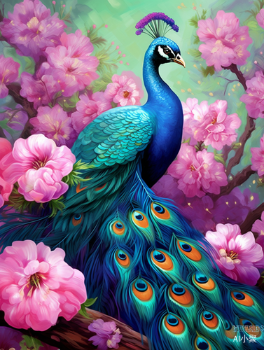 Peacock Online among Flowers: Beauty Comparison