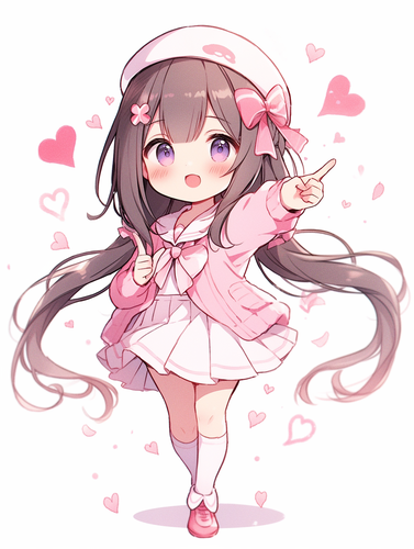 粉色主题下的可爱小女孩手册风格插画