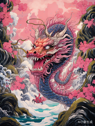 Colorful Dragon in Folklore Style Art