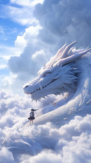 A 12-Year-Old Girl Riding the Surreal Blue and White Porcelain Dragon