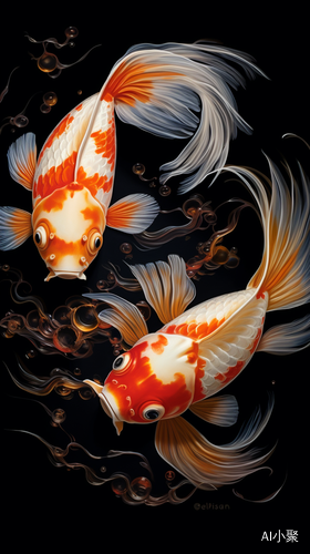 Graceful Restraint: Hyperrealistic Illustrations of Golden Koi in Water