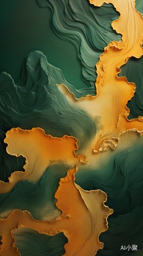 Gold and Green Mountain: A 3D Illustration in the Style of Fluid Photography