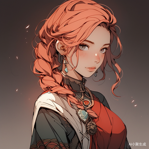 古代穿越女性的红发短发美人
