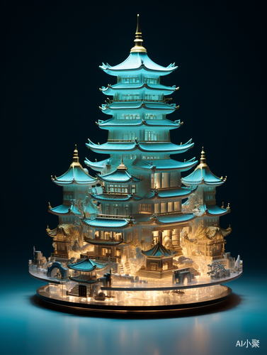 Delicate Fantasy Asian Pagoda with Layered Translucency