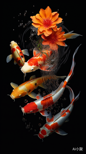 Transcendental Dreaming: Four Koi Fish in Anime Aesthetic