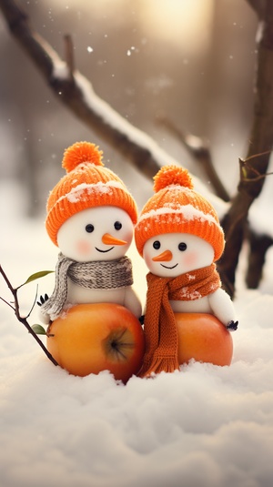 Soft and Dreamy Stereoscopic Photography of Two Snowmen