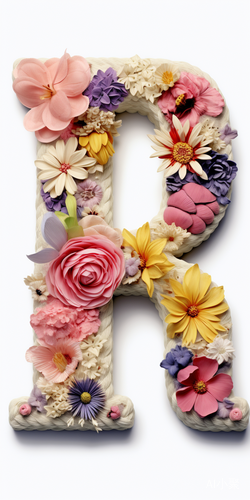 Handwritten Alphabet Letter H with Knitted Yarn and Peony Flower