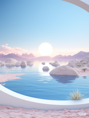 Tranquil Zen Landscape with White Circle Stage in 8k Resolution