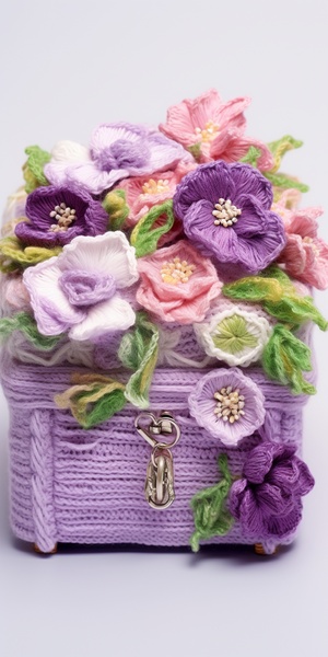 Mohair crochet box,handmake， the elements of flowers, romantic and beautiful