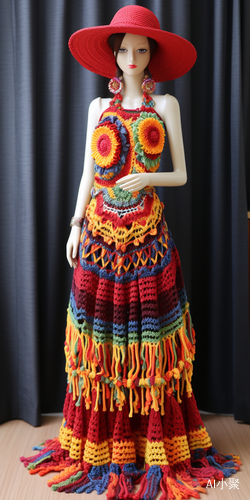 Creative Crochet Short Knitting Works with Retro National Headdress